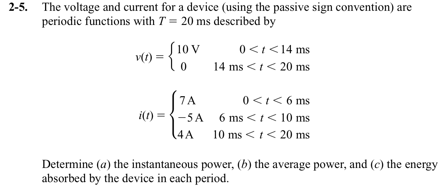 Solved 2-5. The voltage and current for a device (using the | Chegg.com