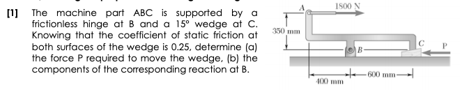 Solved 1800 N [1] The machine part ABC is supported by a T- | Chegg.com