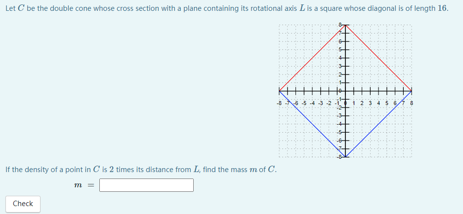 Solved Let C be the double cone whose cross section with a | Chegg.com