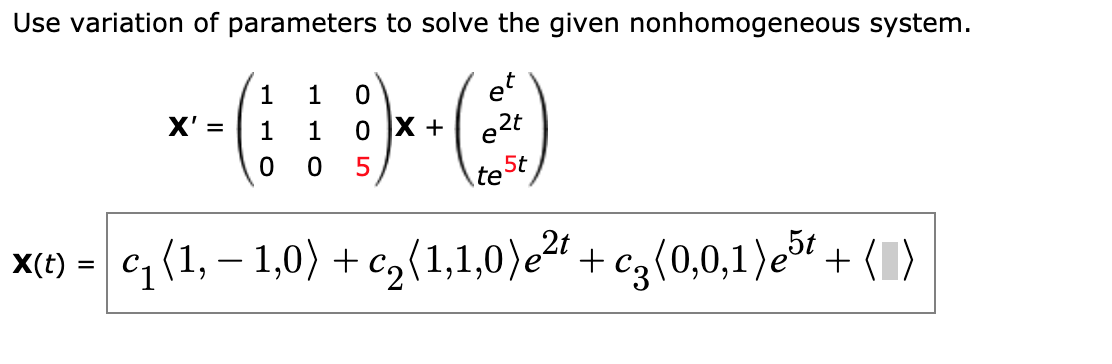 Solved Use variation of parameters to solve the given | Chegg.com