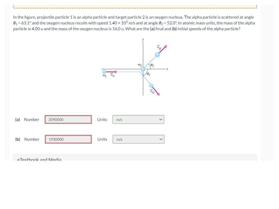 In the figure, projectile particle 1 is an alpha particle and target particle 2 is an oxygen nucleus. The alpha particle is s