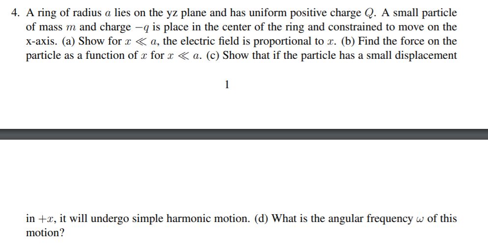 Solved 4. A ring of radius a lies on the yz plane and has | Chegg.com