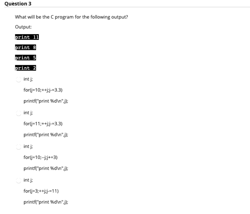 Solved Question 3 What will be the program for the following | Chegg.com