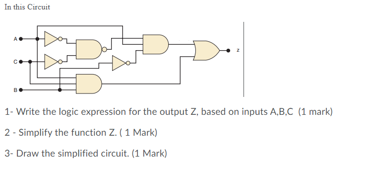 Solved In this Circuit A B 1- Write the logic expression for | Chegg.com