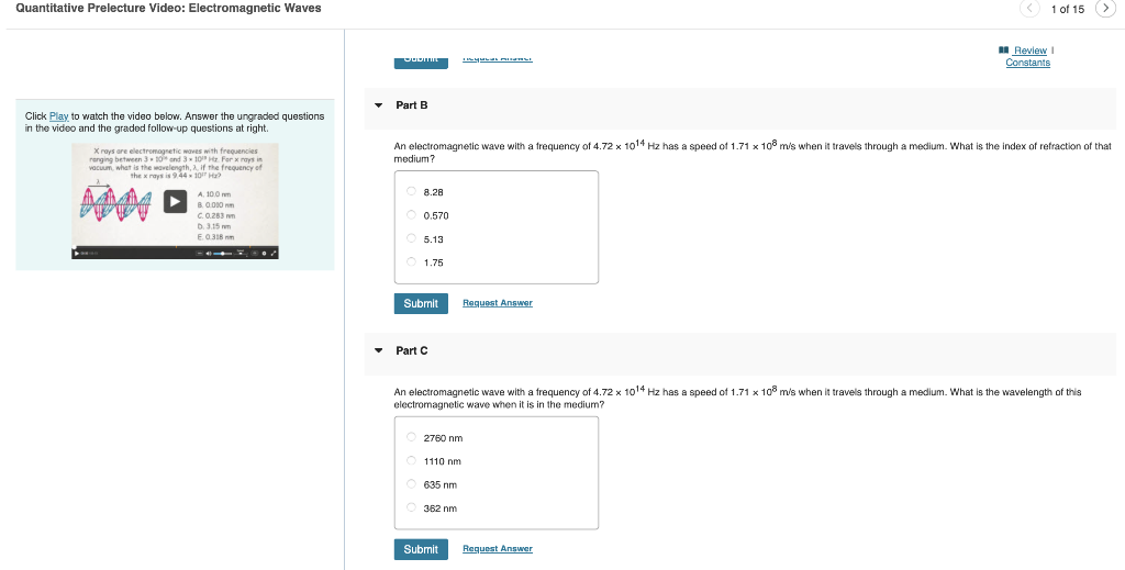 Solved Quantitative Prelecture Video: Electromagnetic Waves | Chegg.com