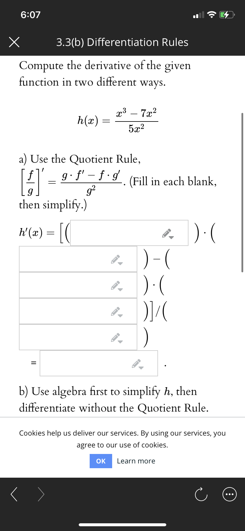 Solved 6:07 X 3.3(b) Differentiation Rules Compute The | Chegg.com