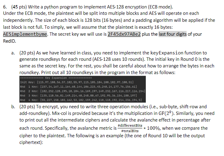 a Round operations and b key schedule of AES-128 algorithm. Each square