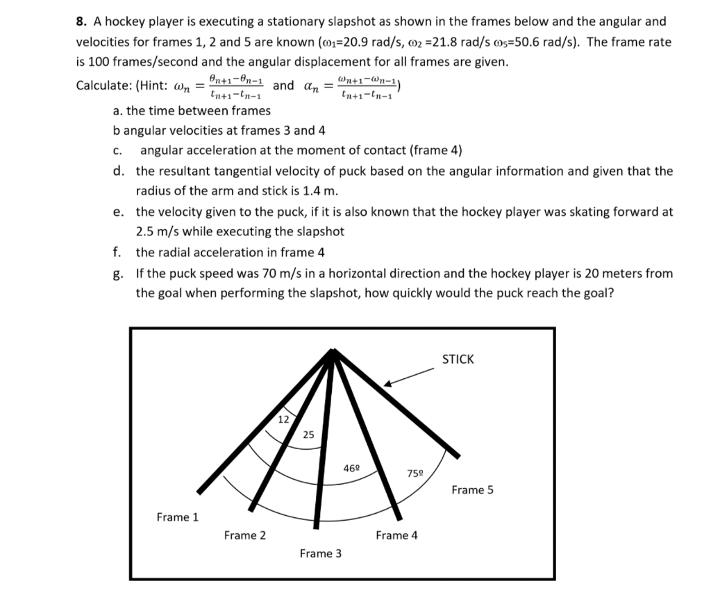 Solved 8. A Hockey Player Is Executing A Stationary Slapshot 