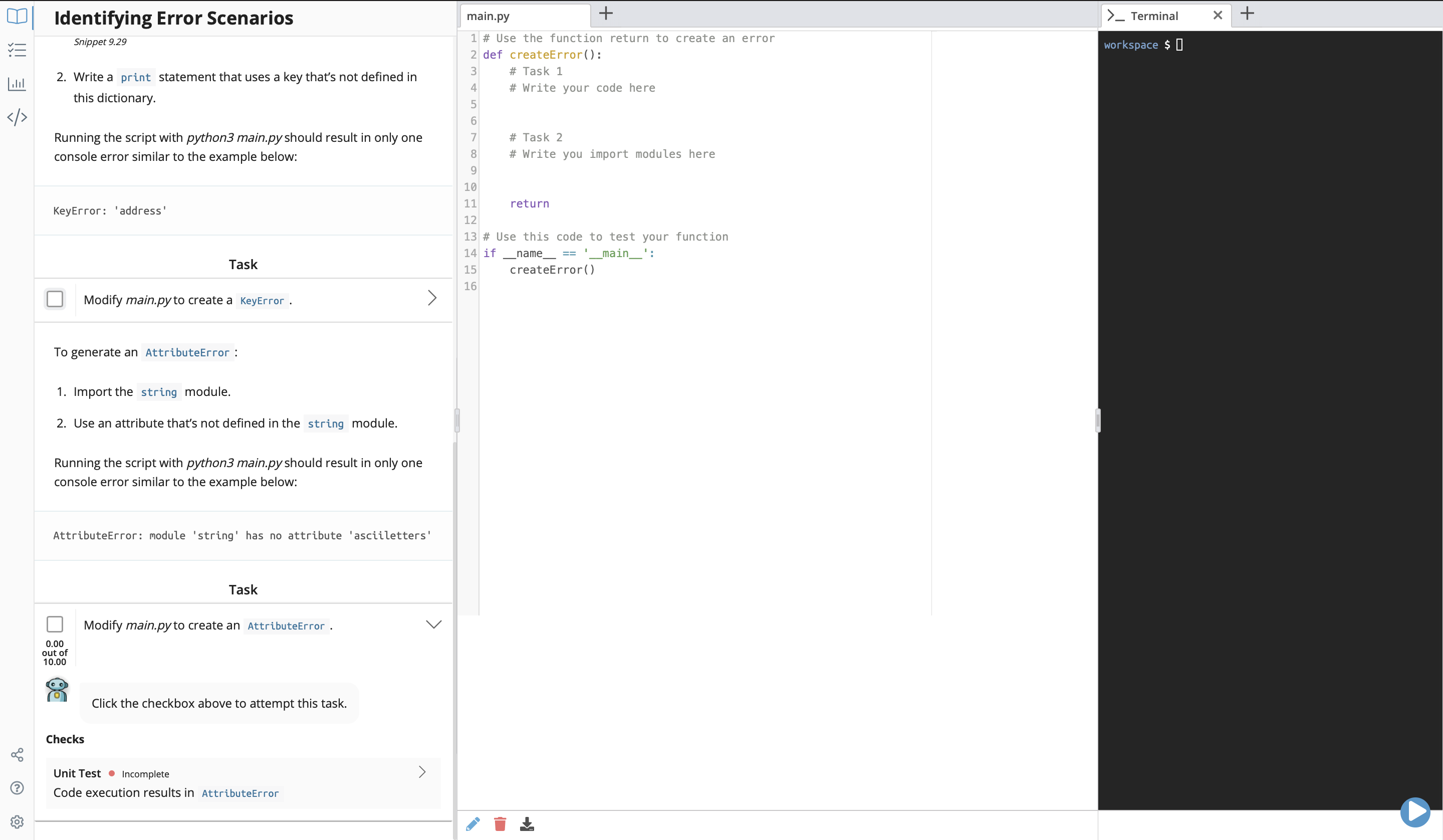Handling Errors PYTHON PLEASE KEEP CODE AS BASIC AS | Chegg.com