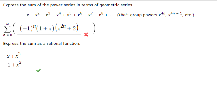 Solved Express the sum of the power series in terms of