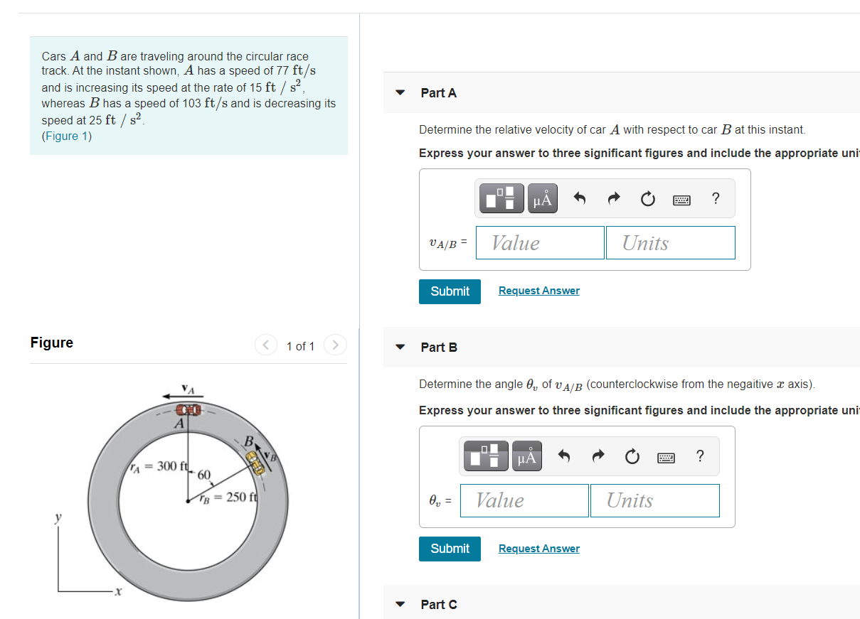 Solved Part C Determine the relative acceleration of car A | Chegg.com