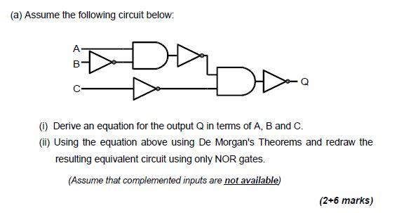 Solved (a) Assume The Following Circuit Below: A B (1) | Chegg.com