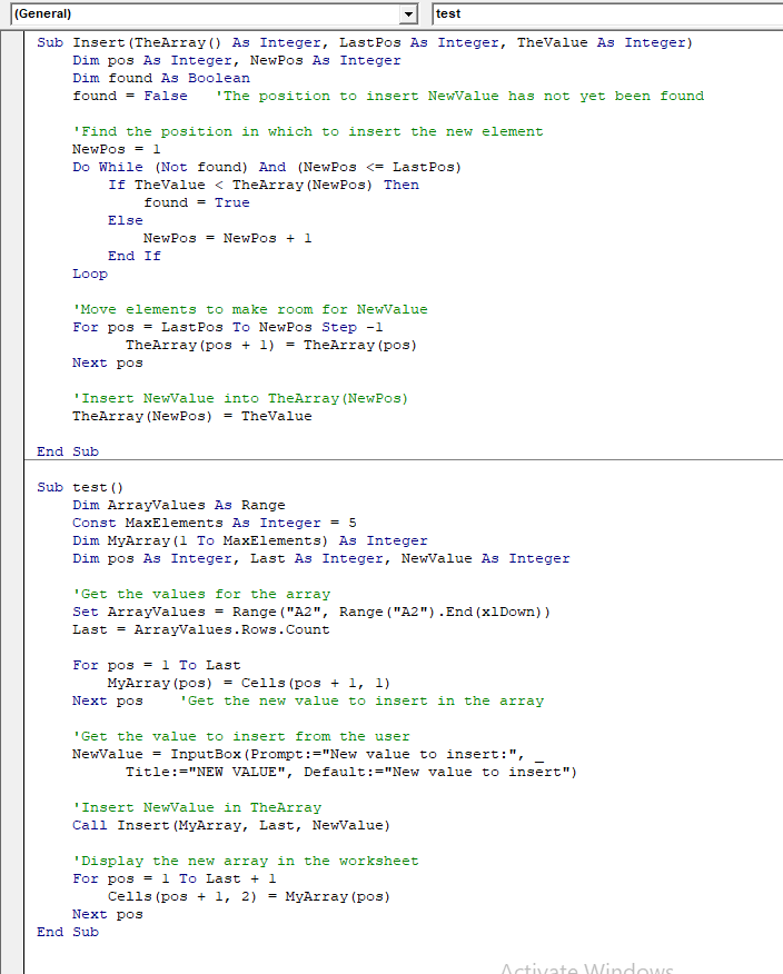 Solved VBA Exercise 4. The macros in the file Insert.xlsm | Chegg.com