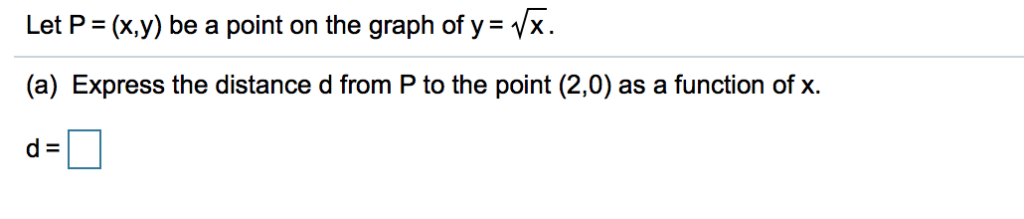 Solved Let P X Y Be A Point On The Graph Of Y Vx A