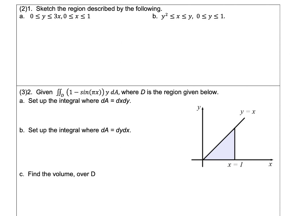 Solved (2)1. Sketch the region described by the following. | Chegg.com