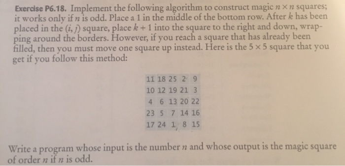 Solved Exercise P6.18. Implement the following algorithm to | Chegg.com