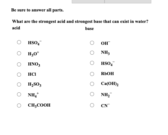 Solved Be Sure To Answer All Parts. What Are The Strongest | Chegg.com