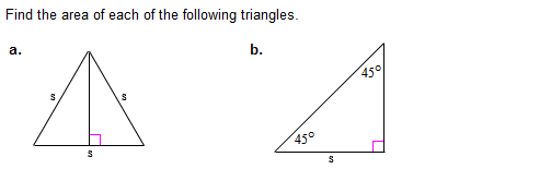 Solved Find the area of each of the following triangles. a. | Chegg.com