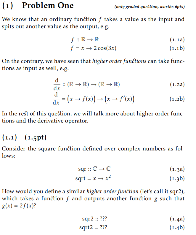 Solved (1) Problem One (only graded question, worths 6pts) | Chegg.com