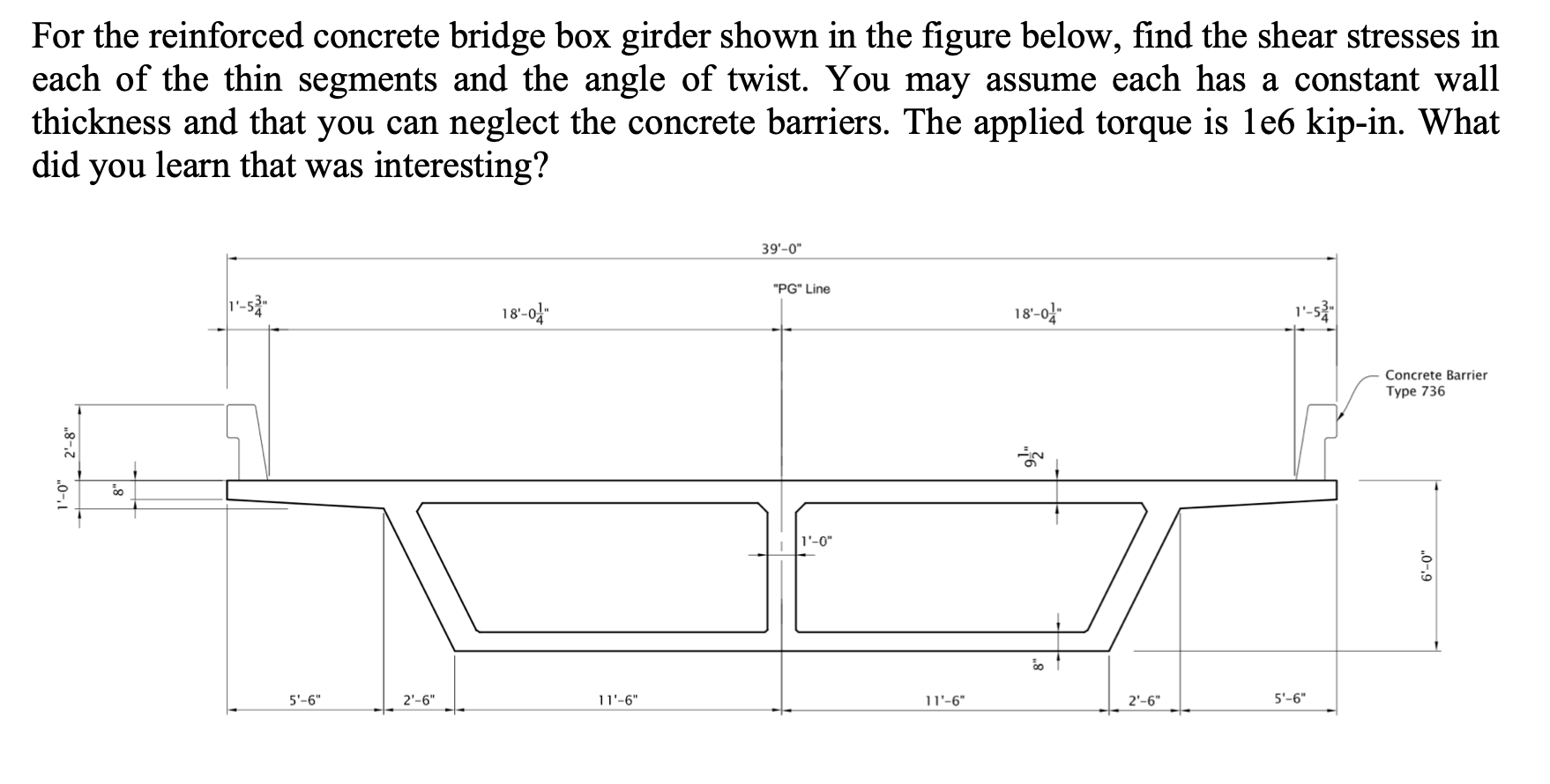Solved > For the reinforced concrete bridge box girder shown | Chegg.com