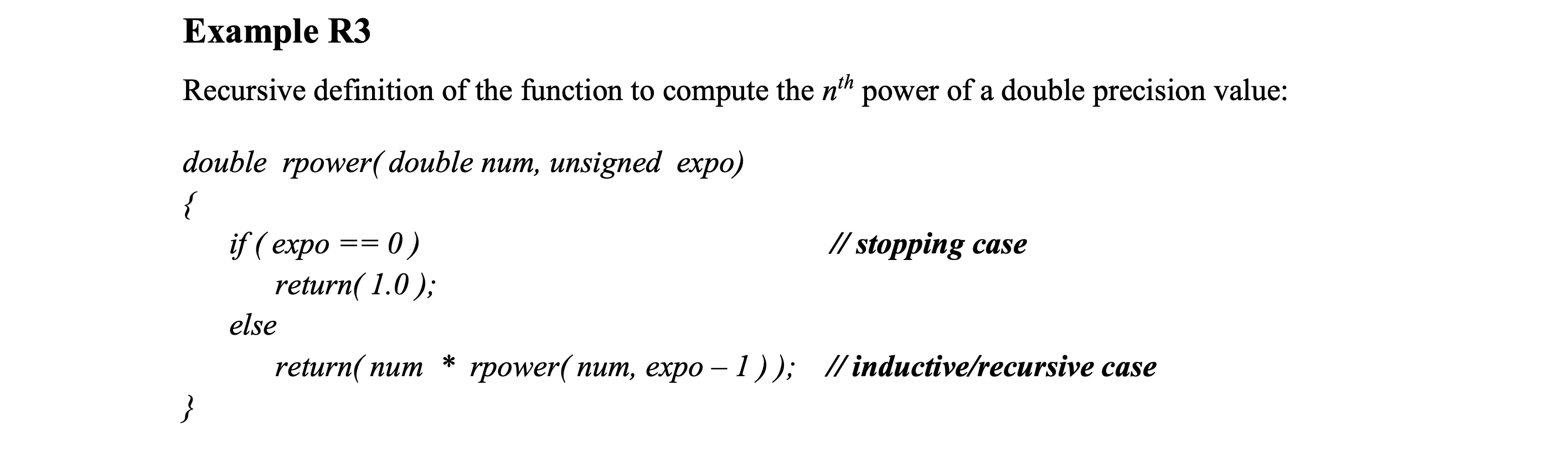 Solved Example R3 Recursive definition of the function to | Chegg.com