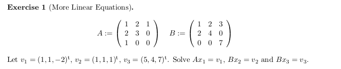 Solved Exercise 1 (More Linear Equations). | Chegg.com