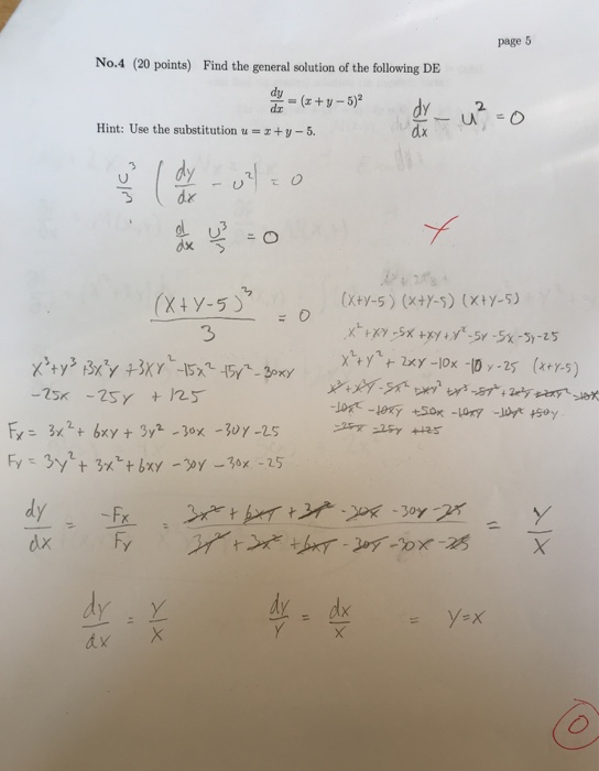 Solved page 5 No.4 (20 points) Find the general solution of | Chegg.com