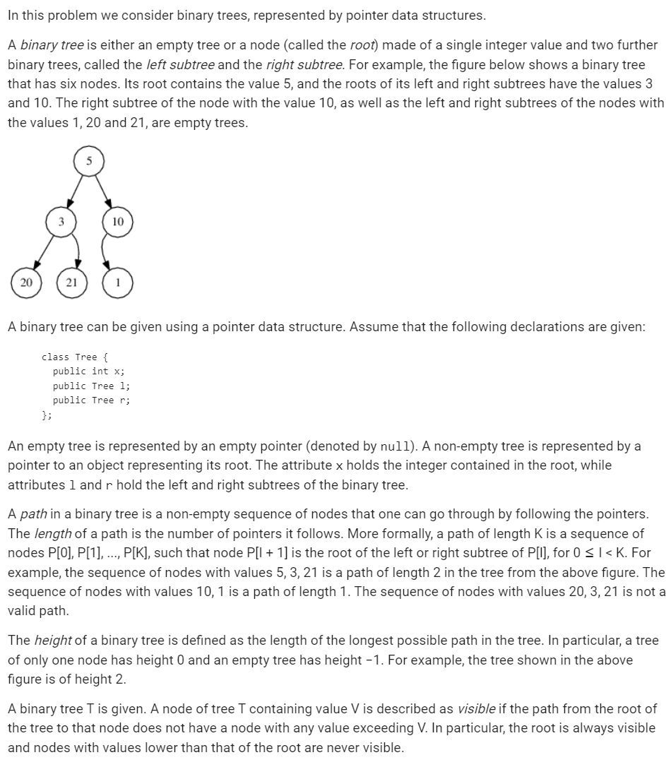 Solved In this problem we consider binary trees, represented | Chegg.com