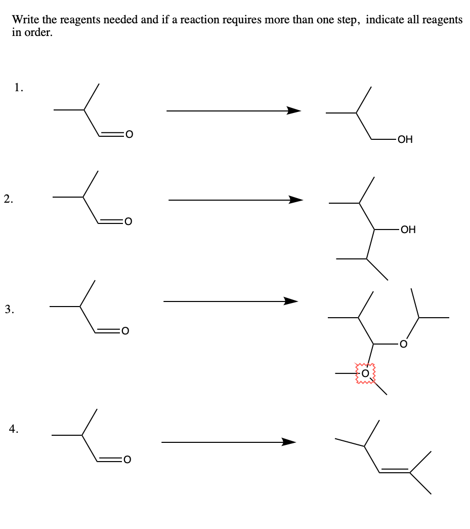 Solved Write the reagents needed and if a reaction requires | Chegg.com