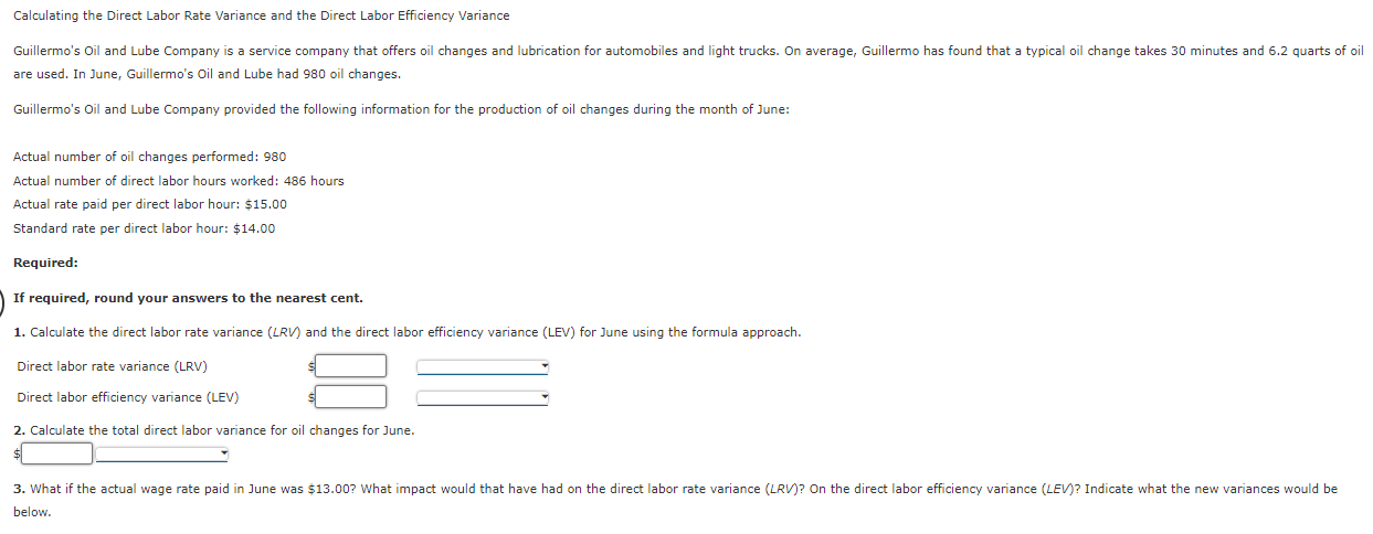 Solved Calculating the Direct Labor Rate Variance and the | Chegg.com