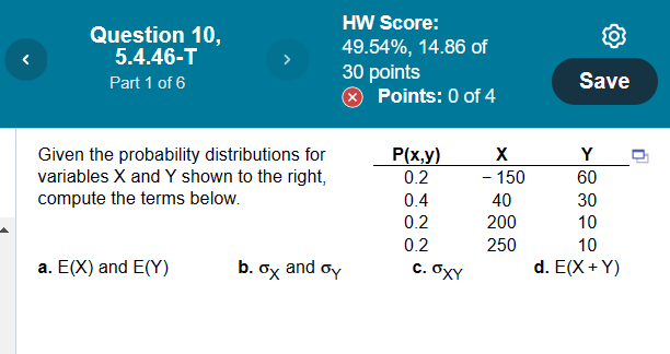 Solved Given the probability distributions for variables X | Chegg.com