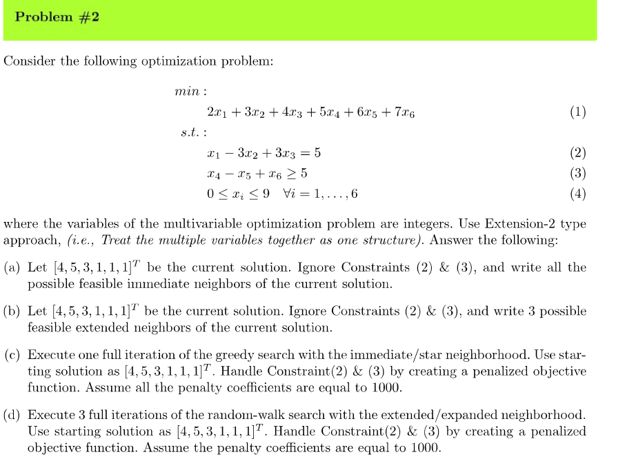 Consider The Following Optimization Problem: Min : | Chegg.com