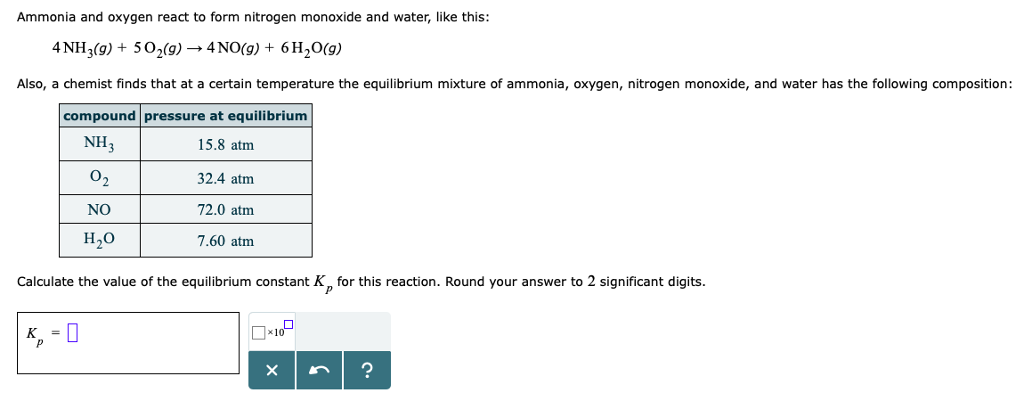 Solved Ammonia And Oxygen React To Form Nitrogen Monoxide | Chegg.com