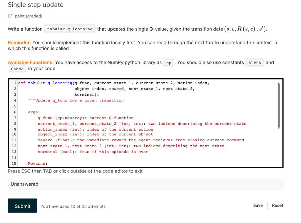 Solved 3. Q-learning Algorithm A Bookmark this page Project | Chegg.com