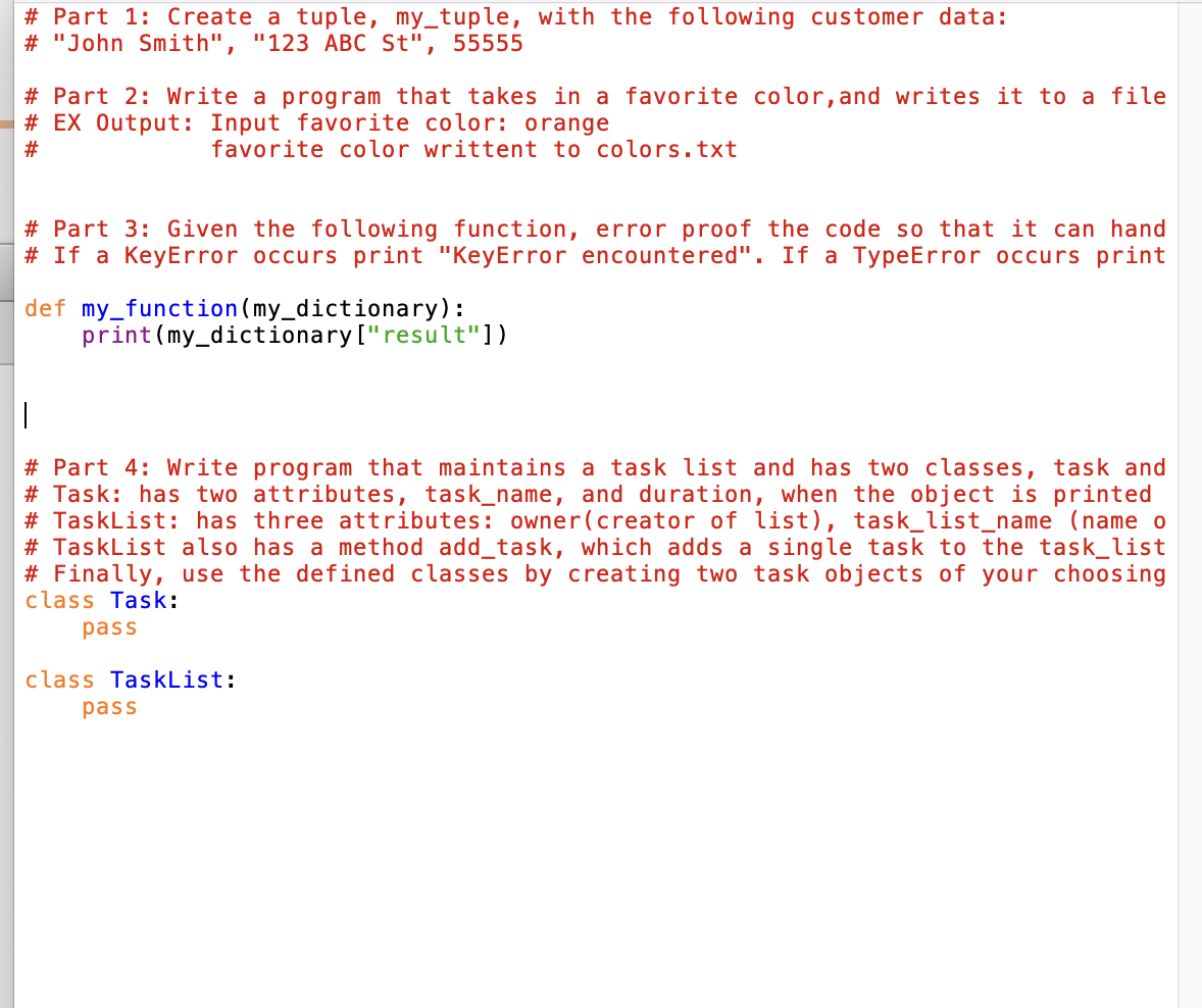 Solved PYTHON: ANSWER MUST BE IN PYTHON PLEASE # Part 1: | Chegg.com