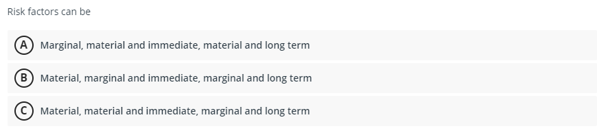 Solved Risk factors can be A Marginal, material and | Chegg.com