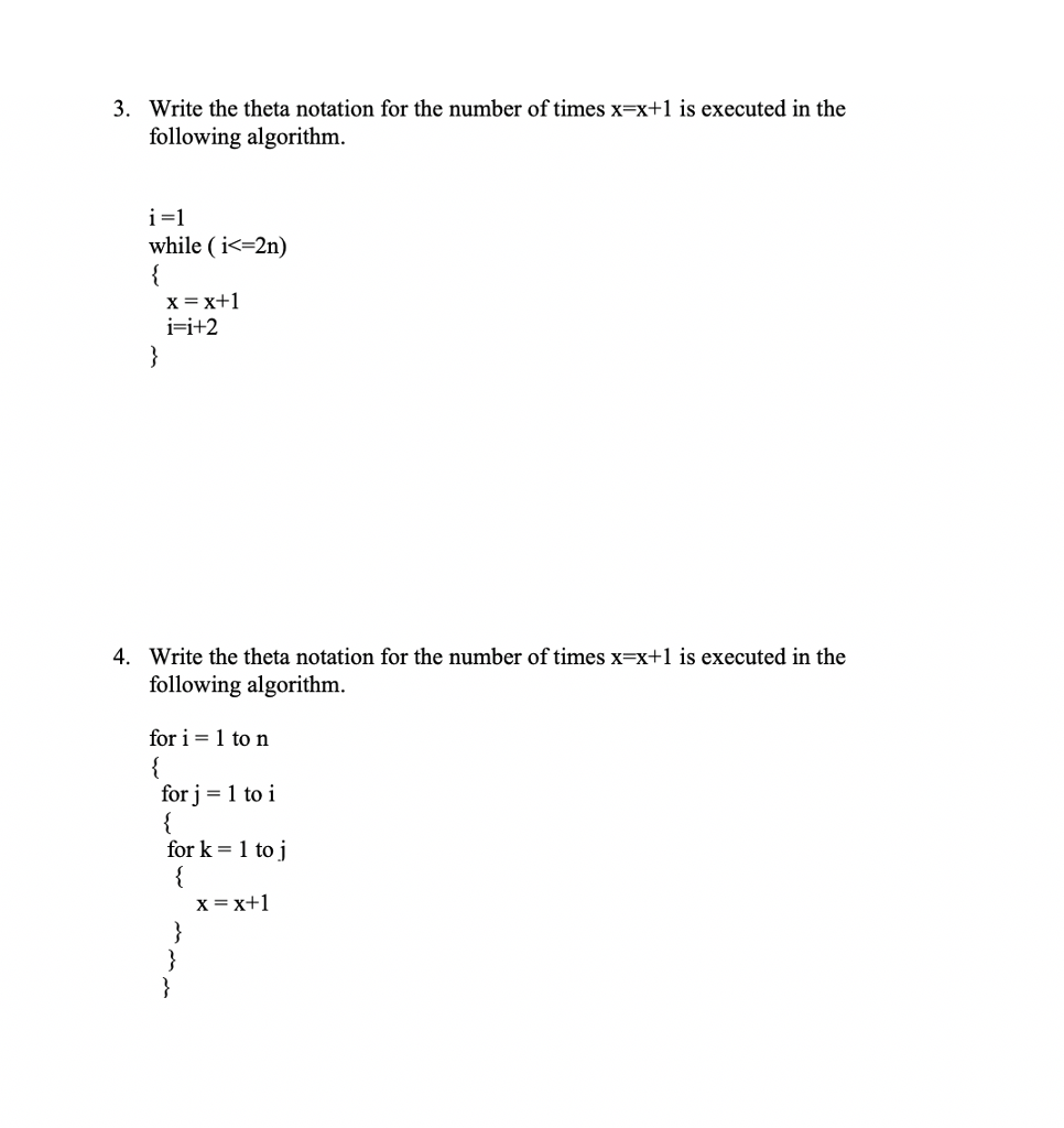 Solved Write the theta notation for the number of times | Chegg.com
