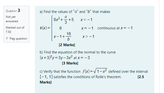 Solved A) Find The Values Of 'a' And 'b' That Makes A | Chegg.com