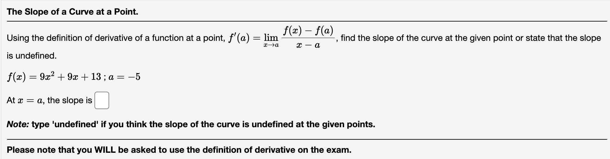 Solved Using the definition of derivative of a function at a | Chegg.com