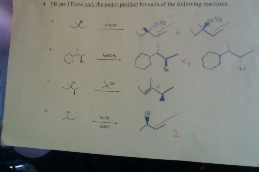 Solved 4. [08 pts.) Draw only the major product for each of | Chegg.com