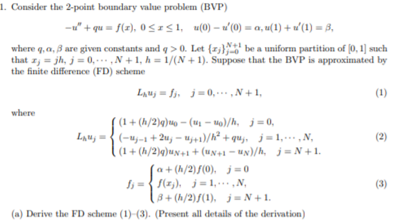 1 Consider The 2 Point Boundary Value Problem Bv Chegg Com