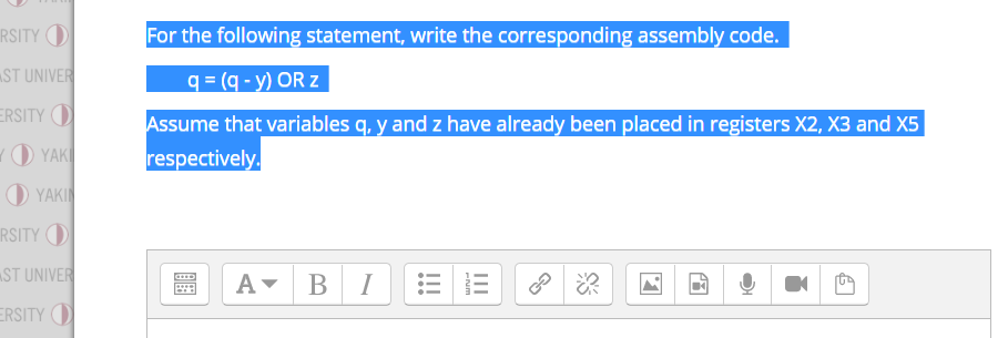 Solved RSITY IST UNIVER For the following statement, write | Chegg.com