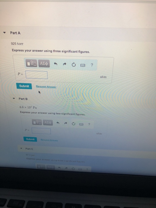 Solved Part A 925 torr Express your answer using three | Chegg.com