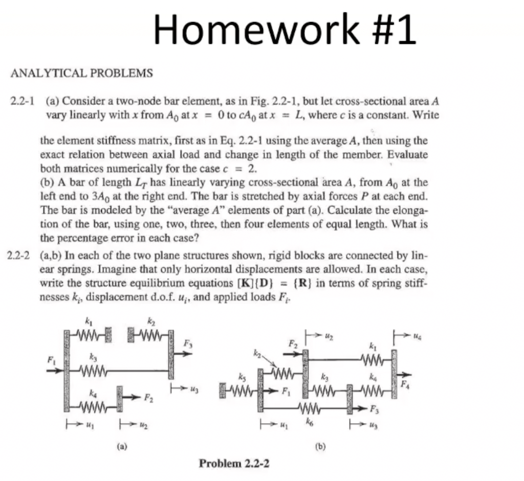 Homework #1 ANALYTICAL PROBLEMS 2.2-1 (a) Consider a | Chegg.com