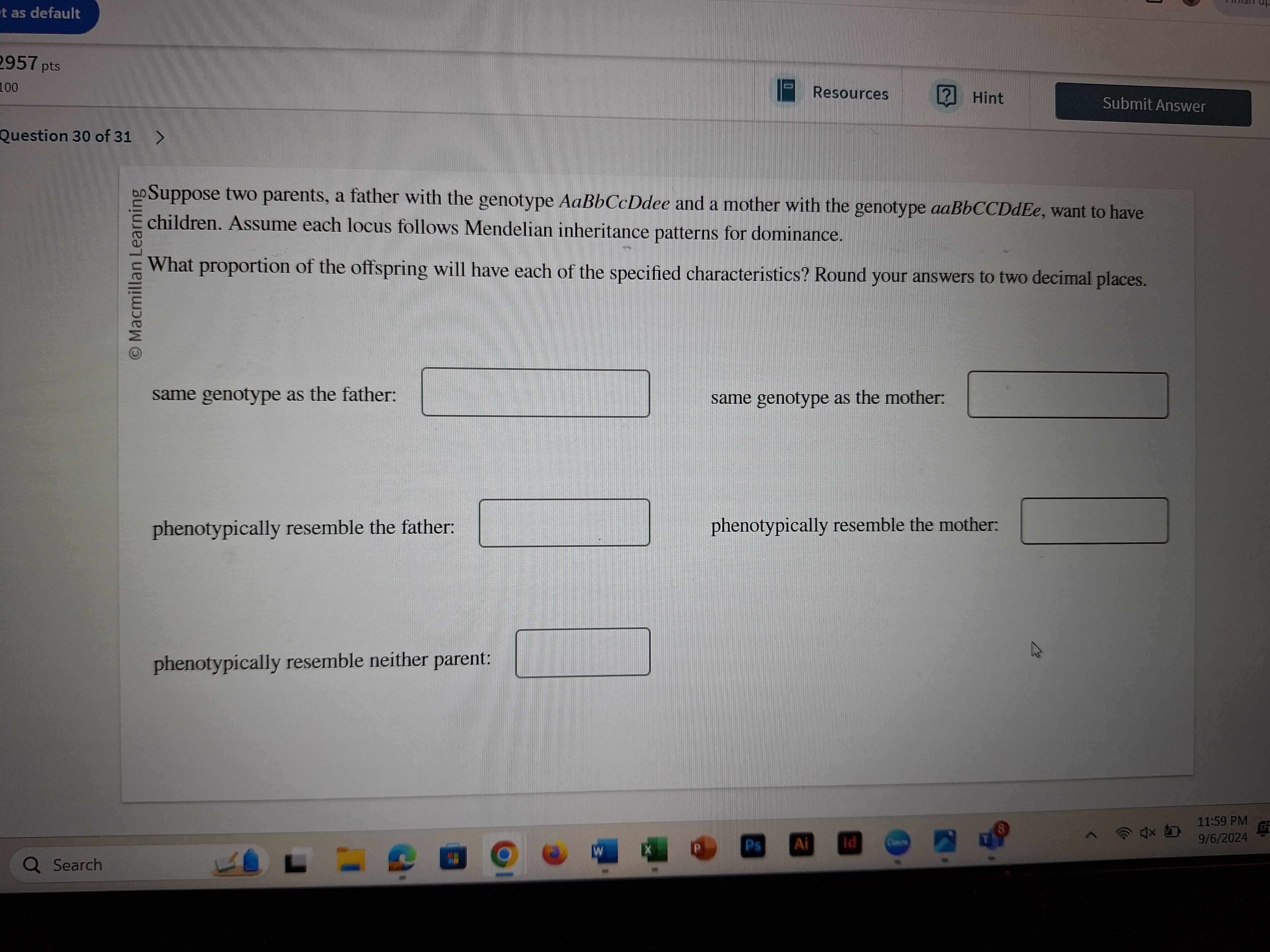 Solved Suppose you have two parents, a father with the | Chegg.com