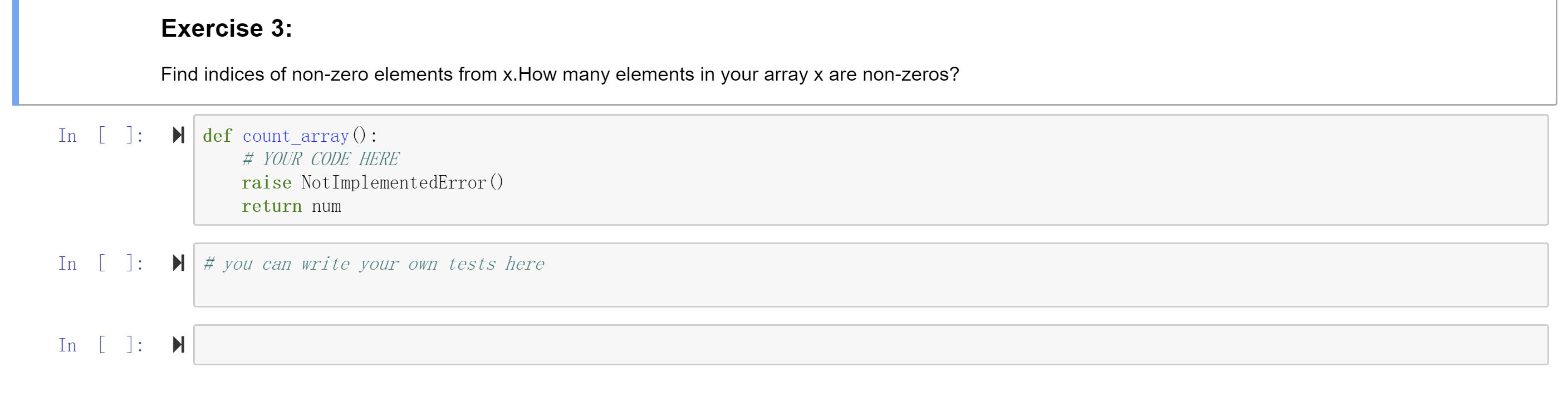 Solved Exercise 3: Find indices of non-zero elements from | Chegg.com