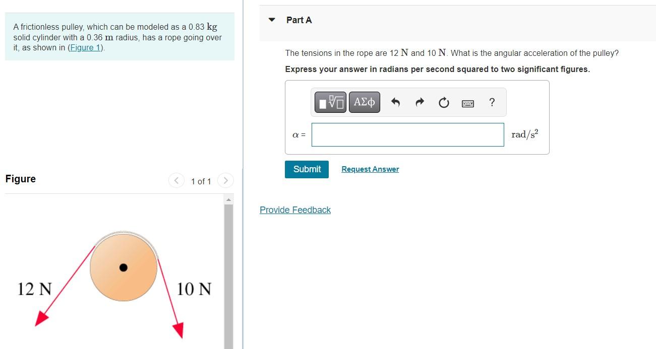 Solved A frictionless pulley, which can be modeled as a 0.83