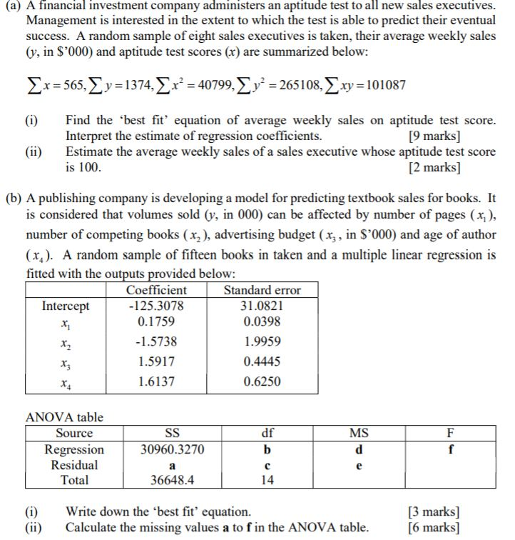 Solved (a) A financial investment company administers an | Chegg.com