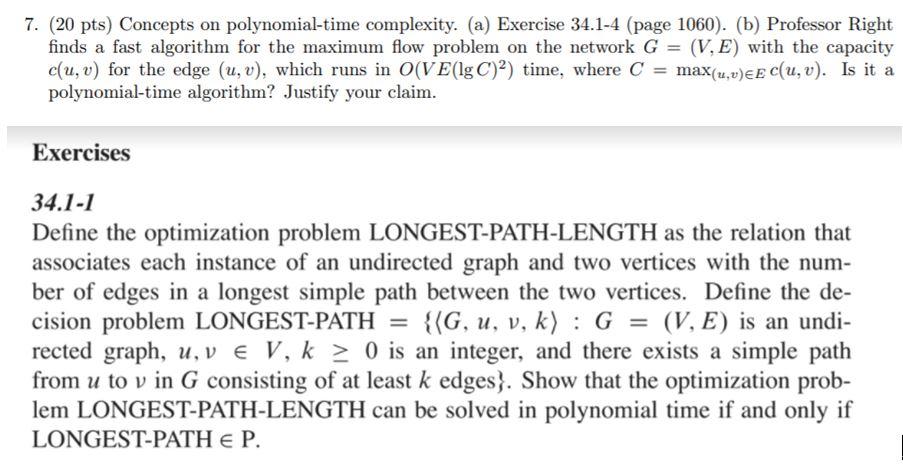 Solved 7 Pts Concepts On Polynomial Time Complexity Chegg Com