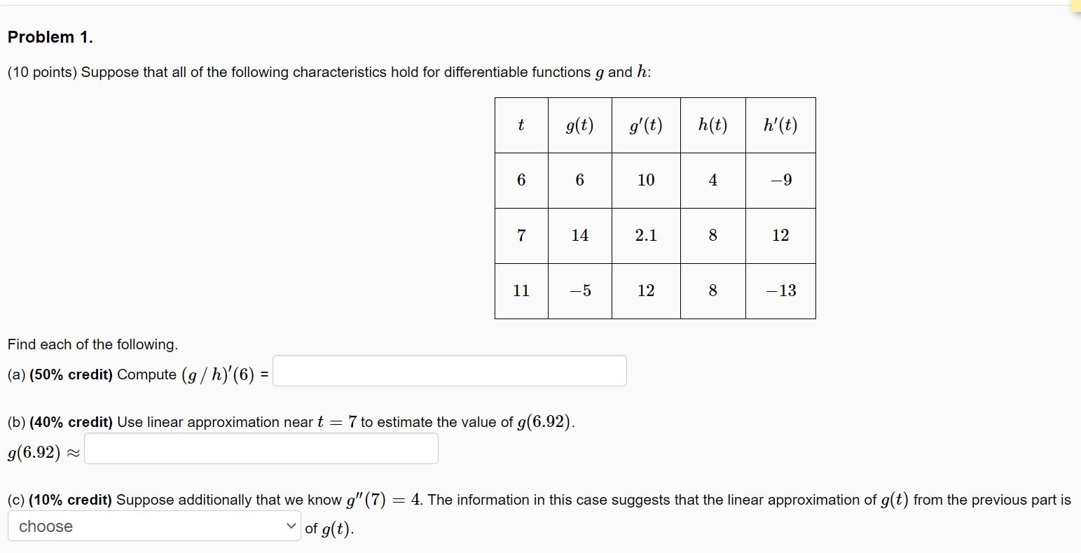 Solved Problem 1. (10 points) Suppose that all of the | Chegg.com